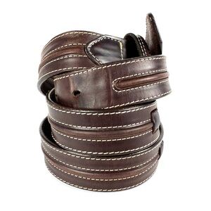 Cole Haan Dark Brown Leather Belt | Contrast Stitch